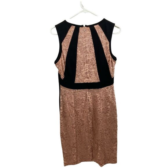 Ivanka Trump Metallic Lace Color Block Sheath‎ Dress Peach Blossom Size 10 - Picture 7 of 15